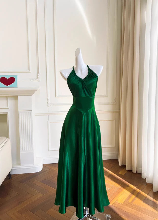 Green A-line V-neck Satin Short Formal Dress, Full of charm Homecoming Dress