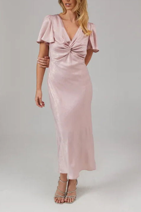 Shimmer Chiffon Unique design Twist Front Elegant and gentle Bridesmaids Dress