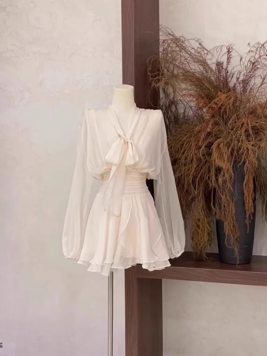 Cute 2 Pieces Long Sleeves Camisole Ivory Unique design Women's Short Homecoming Dresses