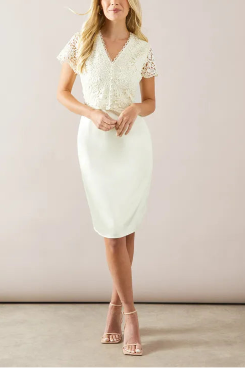 Petite Lace Overlay Pencil Midi Mother Of The Bride Outfits Dress