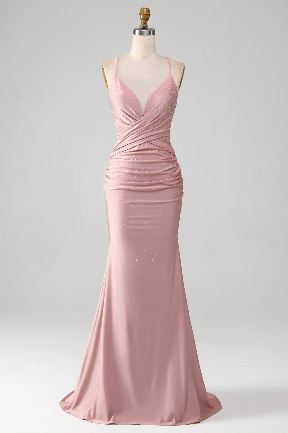 Full of charm Sparkly Blush Beaded Long Mermaid Slim-fit Prom Dress