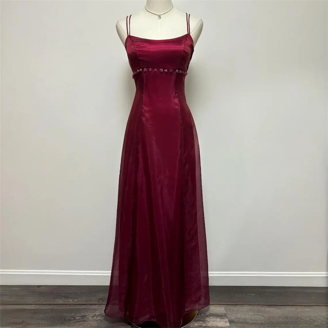 Full of charm Vintage Dark Red Shimmer Beaded Prom Formal Dress