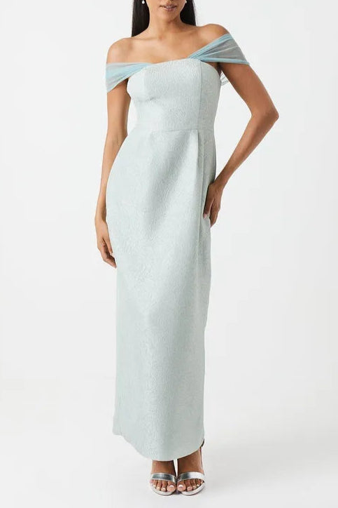 Jacquard Drape Shoulder Full of charm Elegant and gentle Maxi Bridesmaid Dress