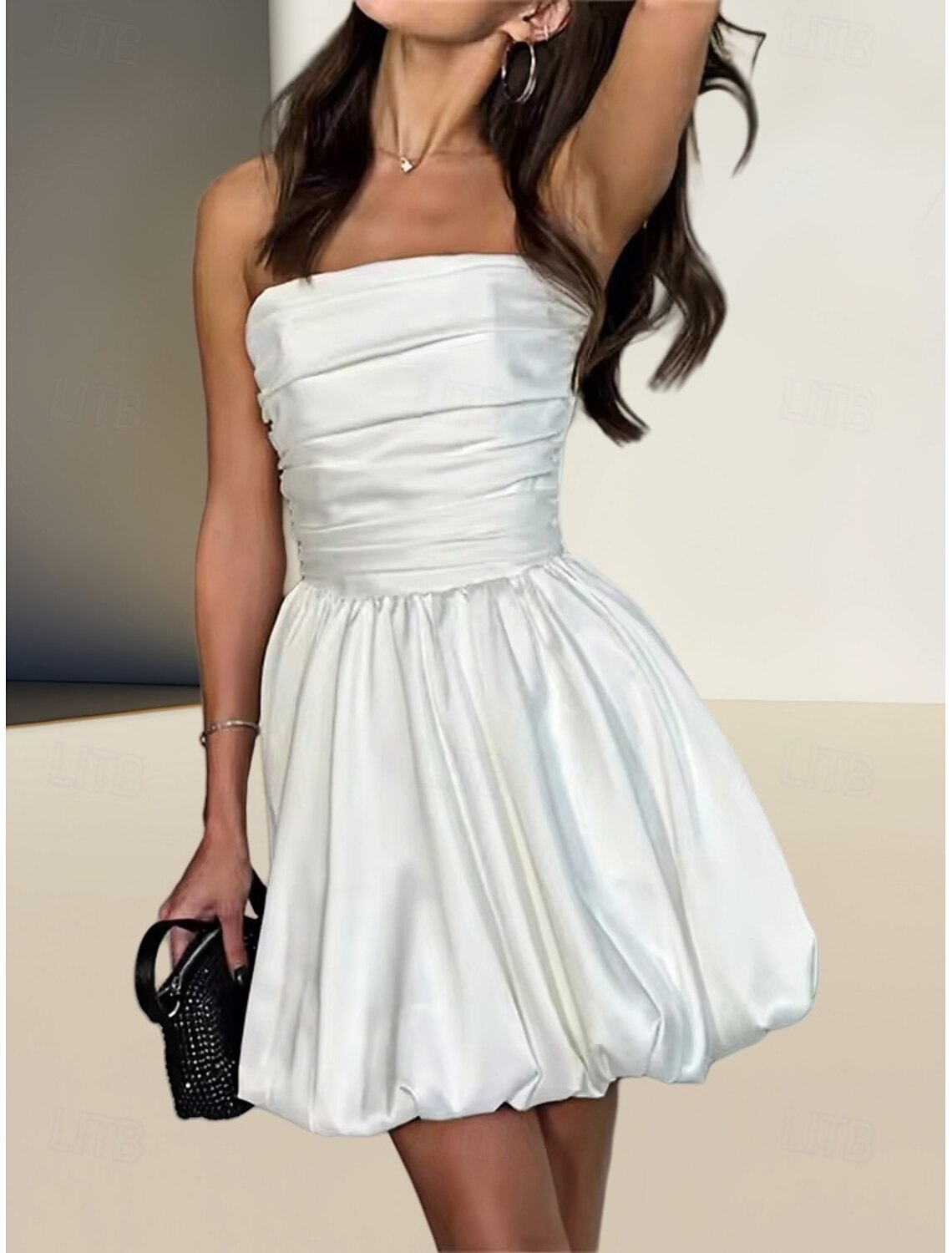 Engagement Little Graduation  Sweetheart Sleeveless White Dresses Wedding Dresses A-LineMini Satin Bridal Gowns With Pleats Ruched