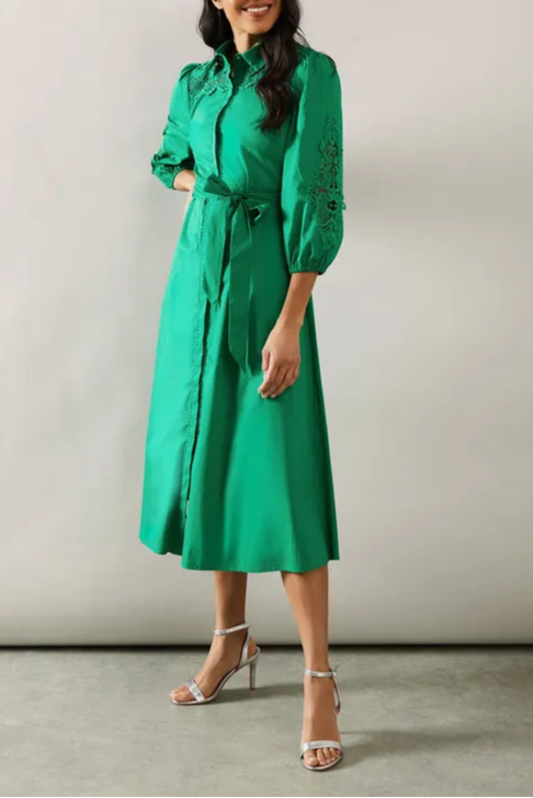 Cotton Cutwork Detail Shirt Midi Mother Of The Bride Outfits Dress