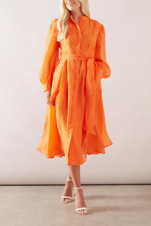 Petite Organza Collarless Midi Shirt Mother Of The Bride Outfits Dress