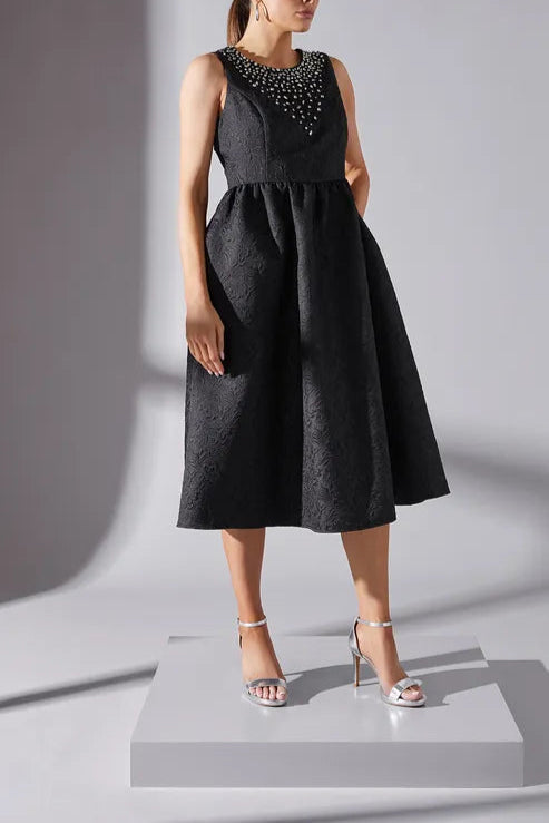 Embellished Jacquard Retract Your Waist  Midaxi Mother Of The Bride Outfits Dress