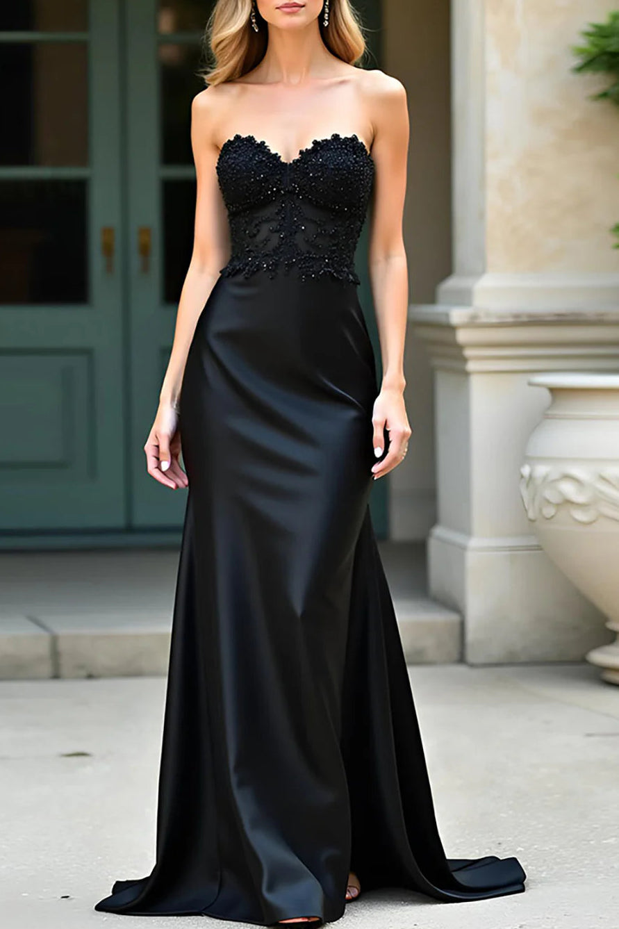 Black Sweetheart Sheath Noble and elegant Long Slim-fit Prom Dress