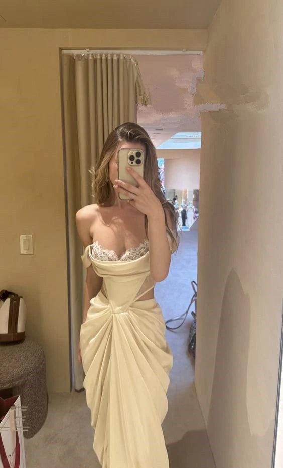 Sexy Mermaid Strapless Exquisite tailoring Show waist Long Prom Dress