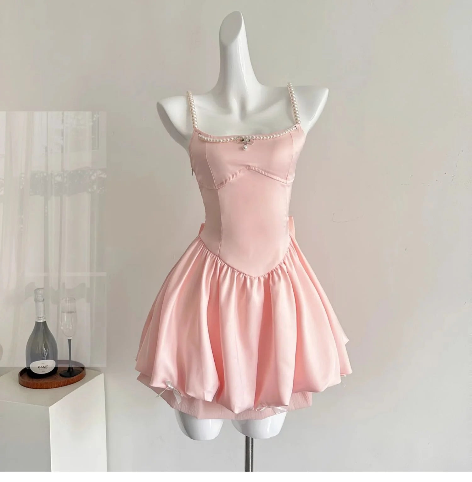 Fairytale Spring Pool Party Dress Pink Satin A-Line Short Homecoming Dress