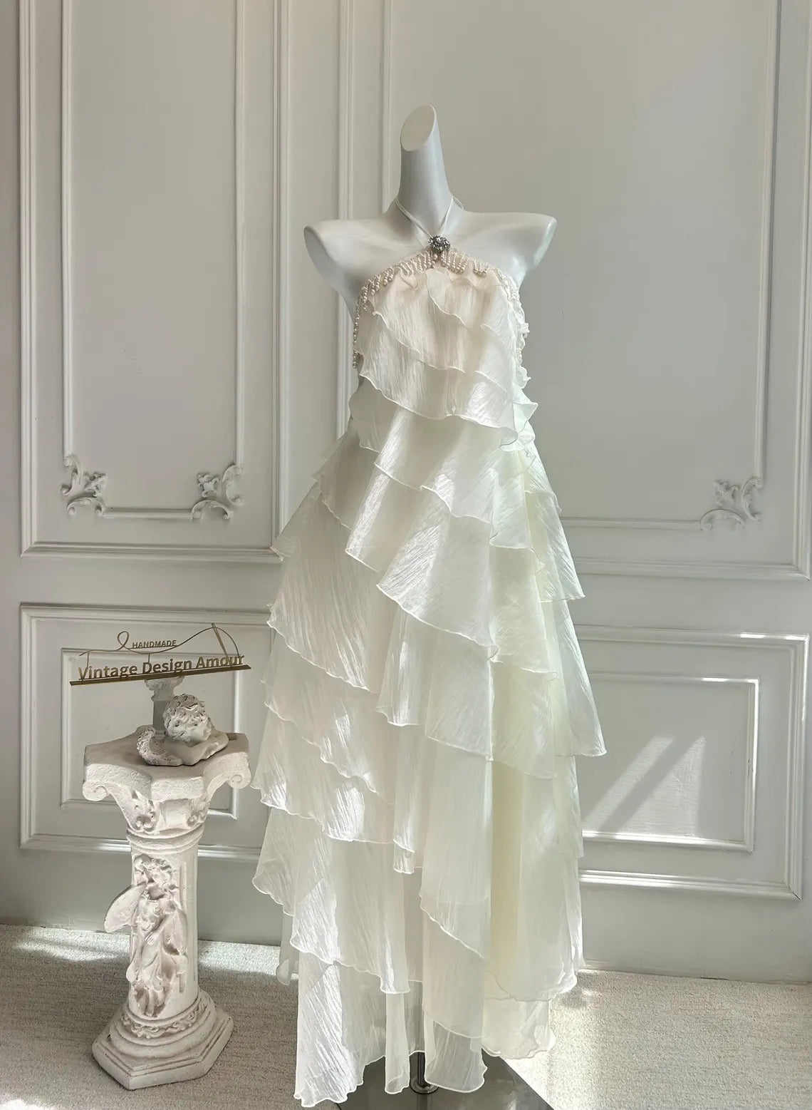 French White Fairy Dress Multilayer Unique design Exquisite tailoring Prom Dress