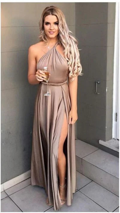 One Shoulder Prom Dress,Split Prom Dress,Fashion Prom Dress