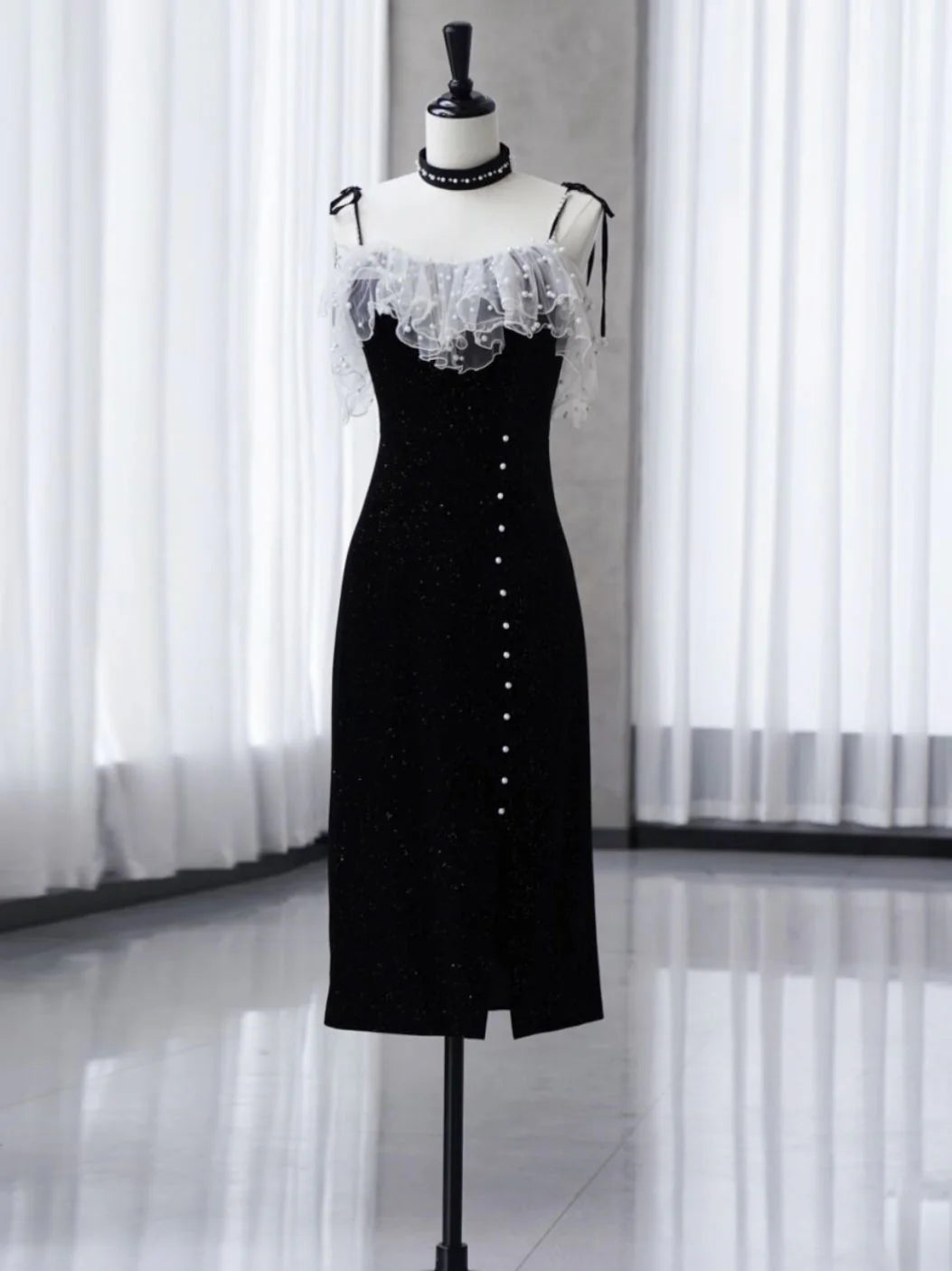 Black Mermaid Velvet Short Prom Dresses,Top-quality fabric Slim-fit Evening Dresses