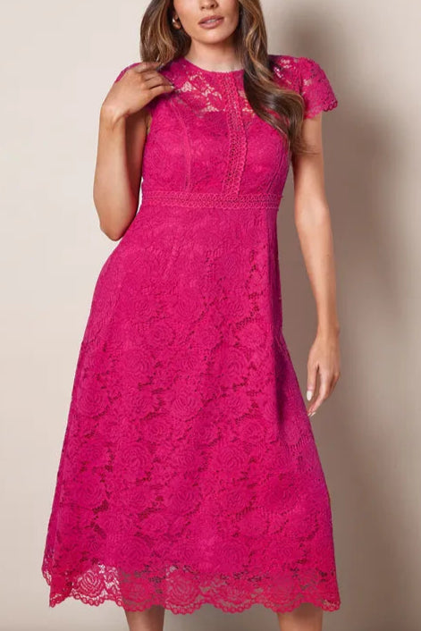 Lace Fit And Flare Midi Mother Of The Bride Outfits Dress
