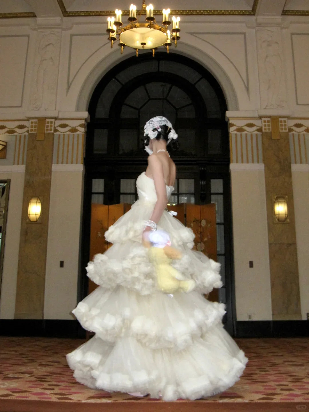 Princess A Line Strapless Layered Ivory Tulle Long Party Dress