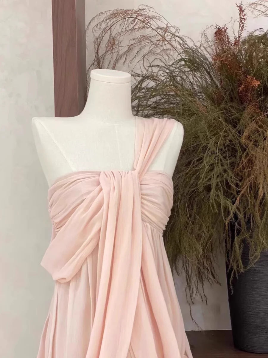 Sexy A Line Ruffled Chiffon Pink Short Unique design Women's Homecoming Dresses