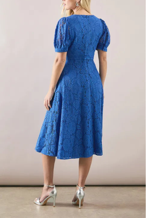 Petite Lace V Neck Tea Midi Mother Of The Bride Outfits Dress