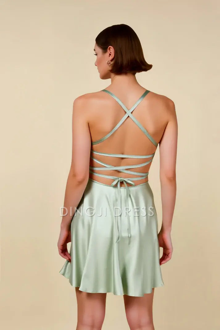 JiesenDress Mini Dress Simple A Line Spaghetti Strap Backless Elegant Dress Discount Hot Sale Homecoming Dress