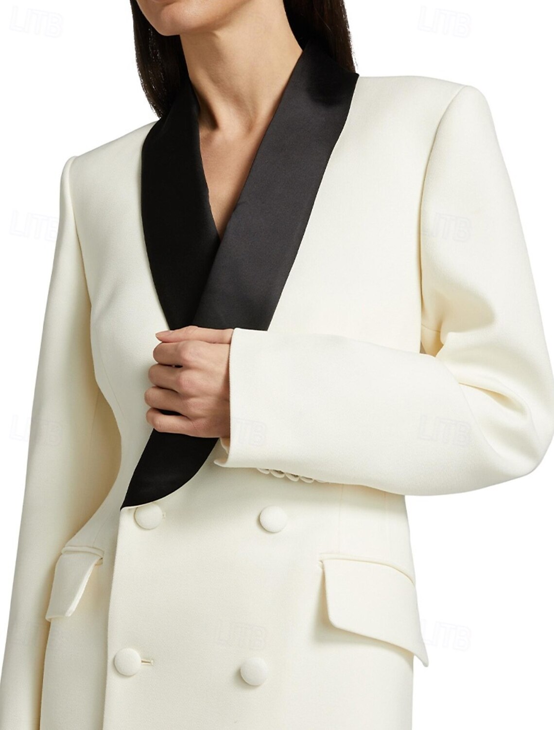 Blazer Dress Shawl Lapel Double Breasted Tuxedo Dress A-Line Mother of the Bride Dress Elegant Simple Minimalist V Neck Floor Length Satin Crepe Long Sleeve with Buttons 2025