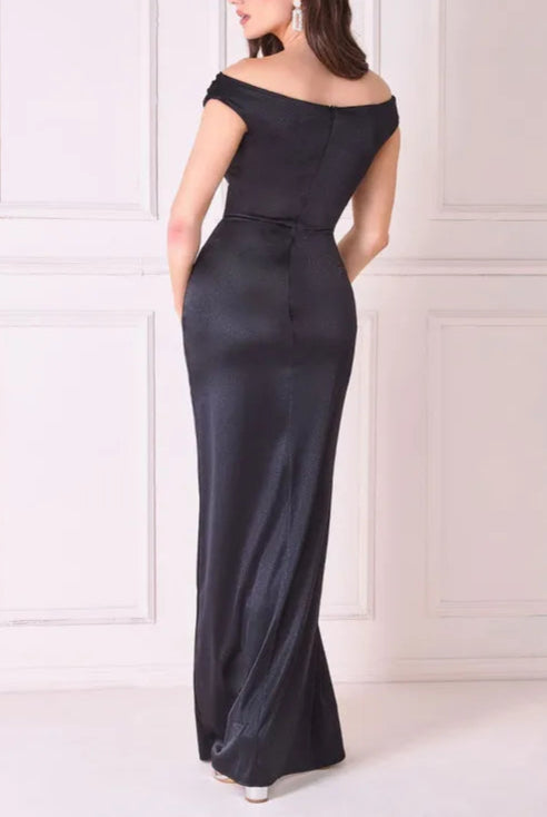 Retract Your Waist Plus Sequin Chiffon Puffy Sleeve Bridesmaids Maxi Dress