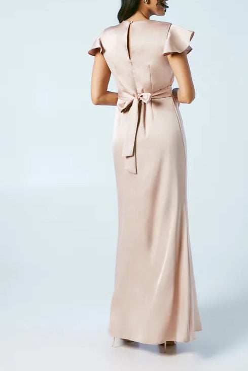 Wrap Waist Satin Exquisite tailoring Full of charm Bridesmaids Dress