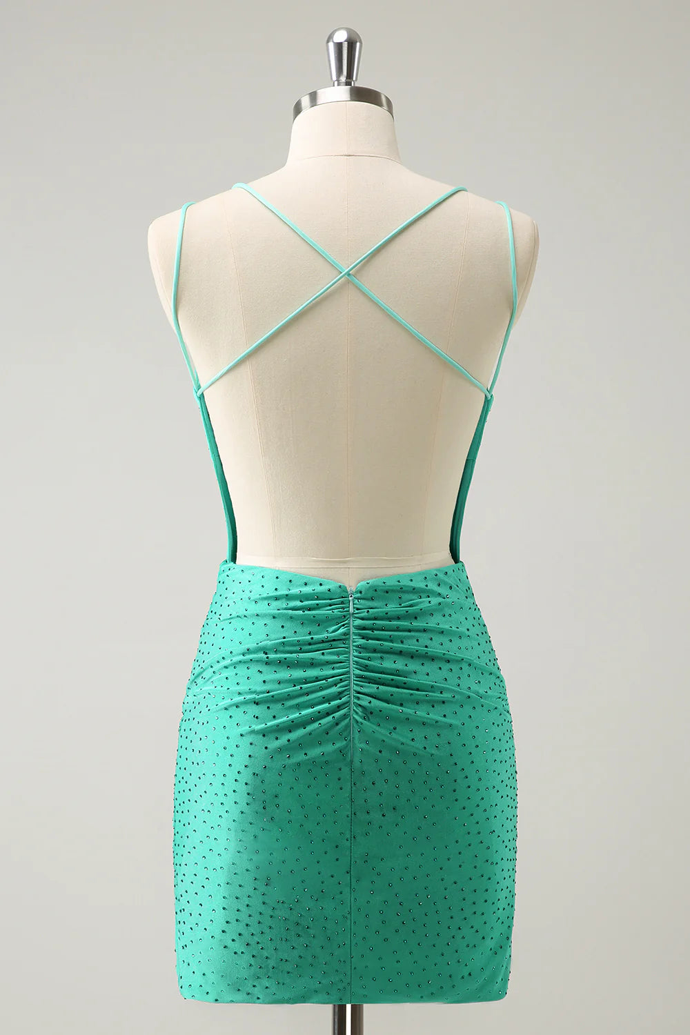 Full of charm Green Open Back Tight Short Homecoming Dress With Beadings