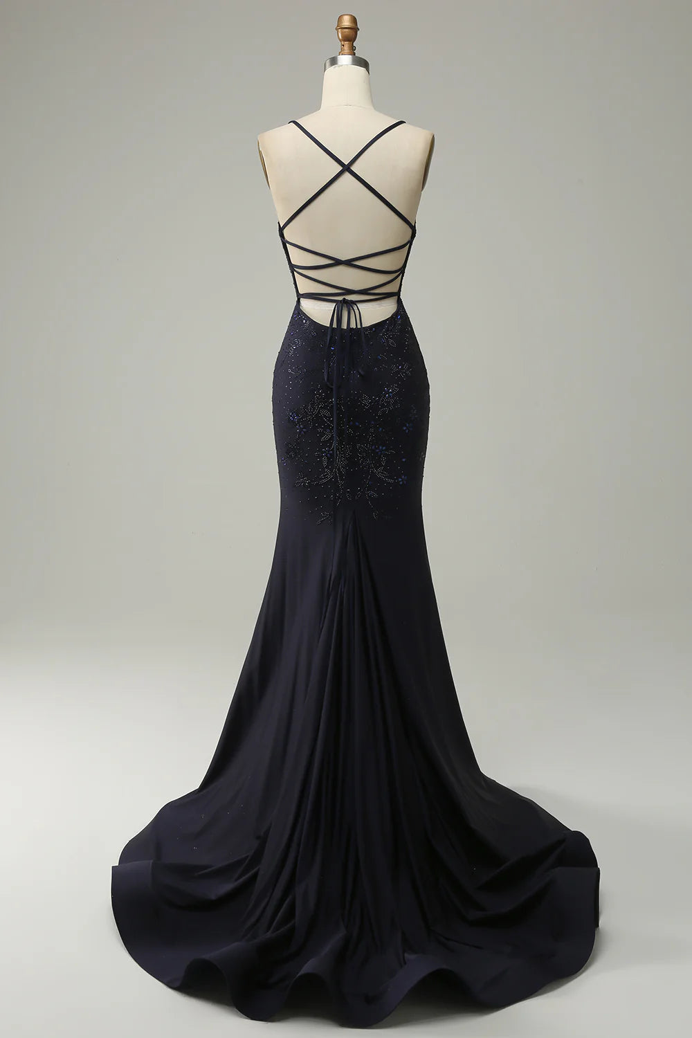 Navy Unique design Strapless Sweetheart Beaded Prom Dress With Split