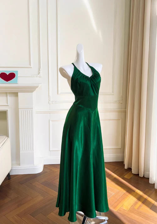 Green A-line V-neck Satin Short Formal Dress, Full of charm Homecoming Dress