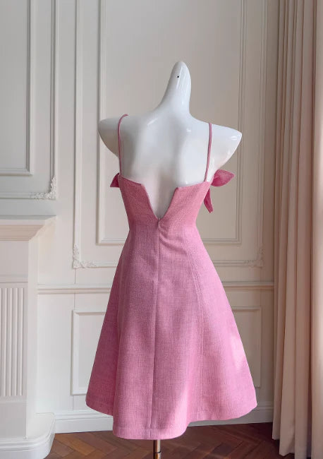 Rose red A-line spaghetti strap short prom dress, Full of charm homecoming dress