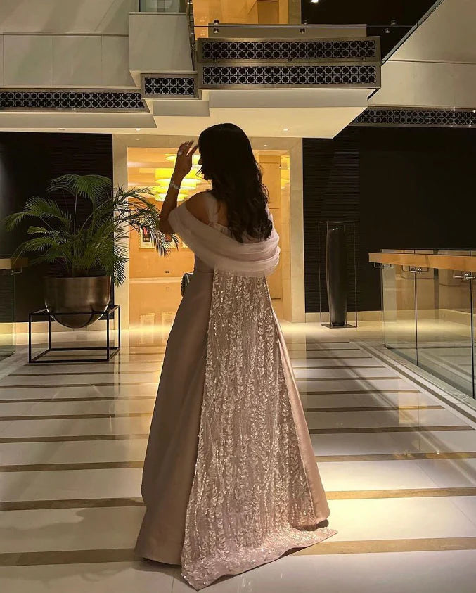 Rhinestone Satin Prom Dress A Line Off the Shoulder Evening Dress