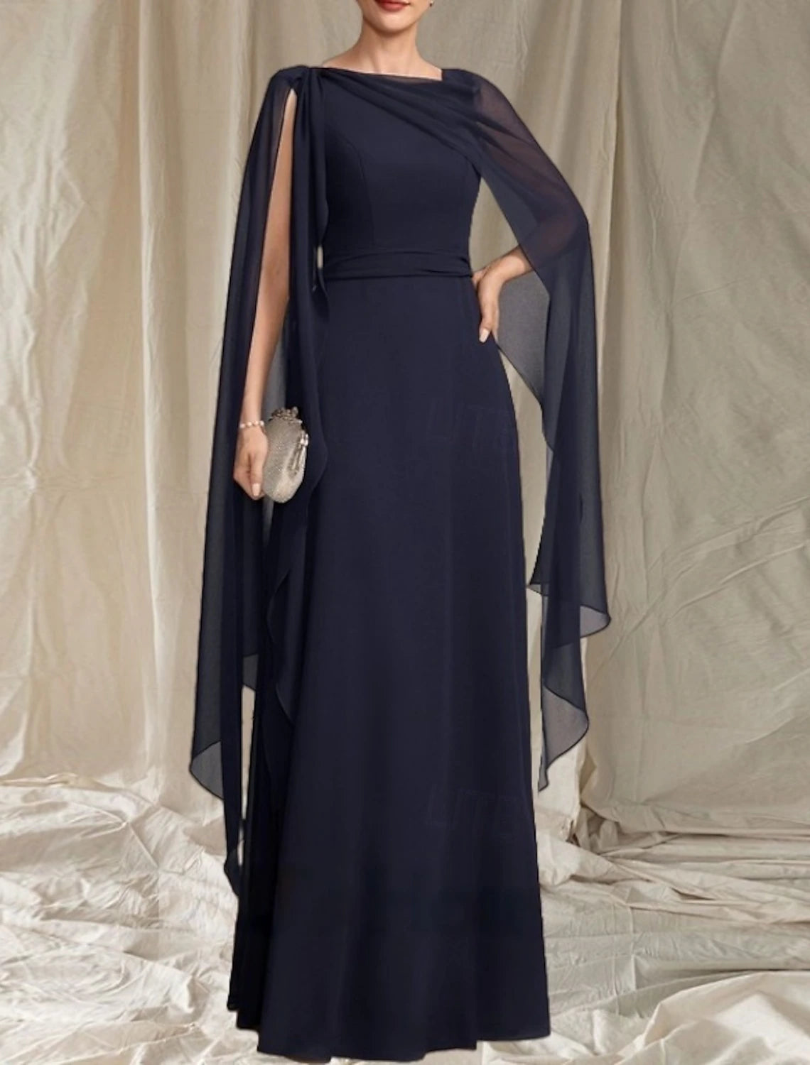 A-Line Mother of the Bride Dress Wedding Guest Elegant Crew Neck Floor Length Chiffon Sleeveless with Sash / Ribbon Ruffles Ruching 2025