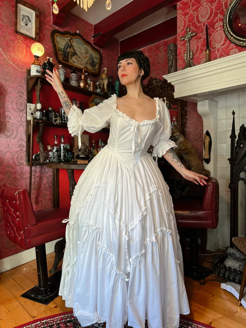 Puff White Satin Long Birthday Dress Cute A Line Evening Dress