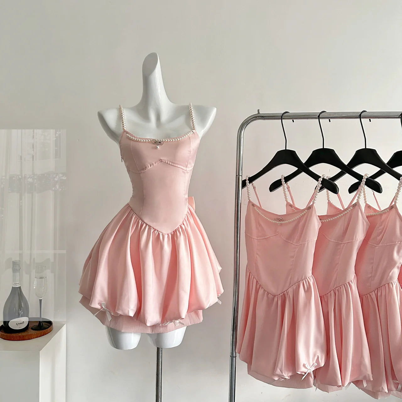 Fairytale Spring Pool Party Dress Pink Satin A-Line Short Homecoming Dress