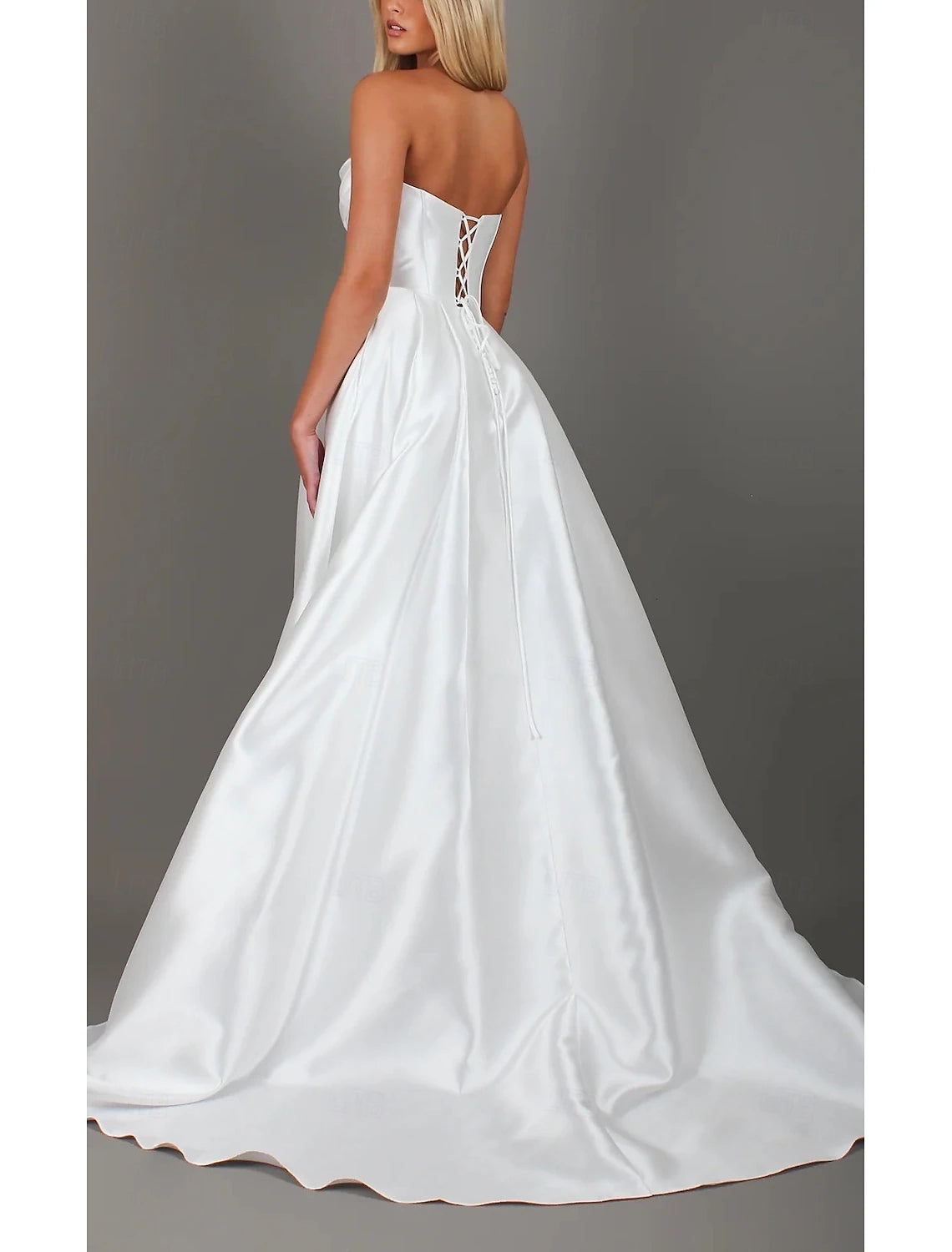 Reception A-Line Sweetheart Bustier Wedding Dresses Strapless Sweep Train Jersey Bridal Gowns