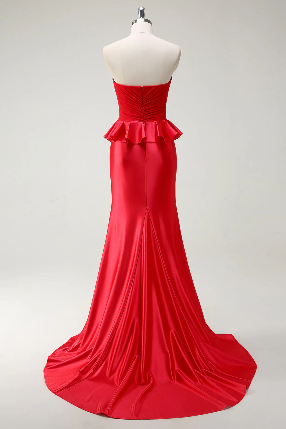 Full of charm Red Sweetheart Mermaid Long Prom Dress With Slit