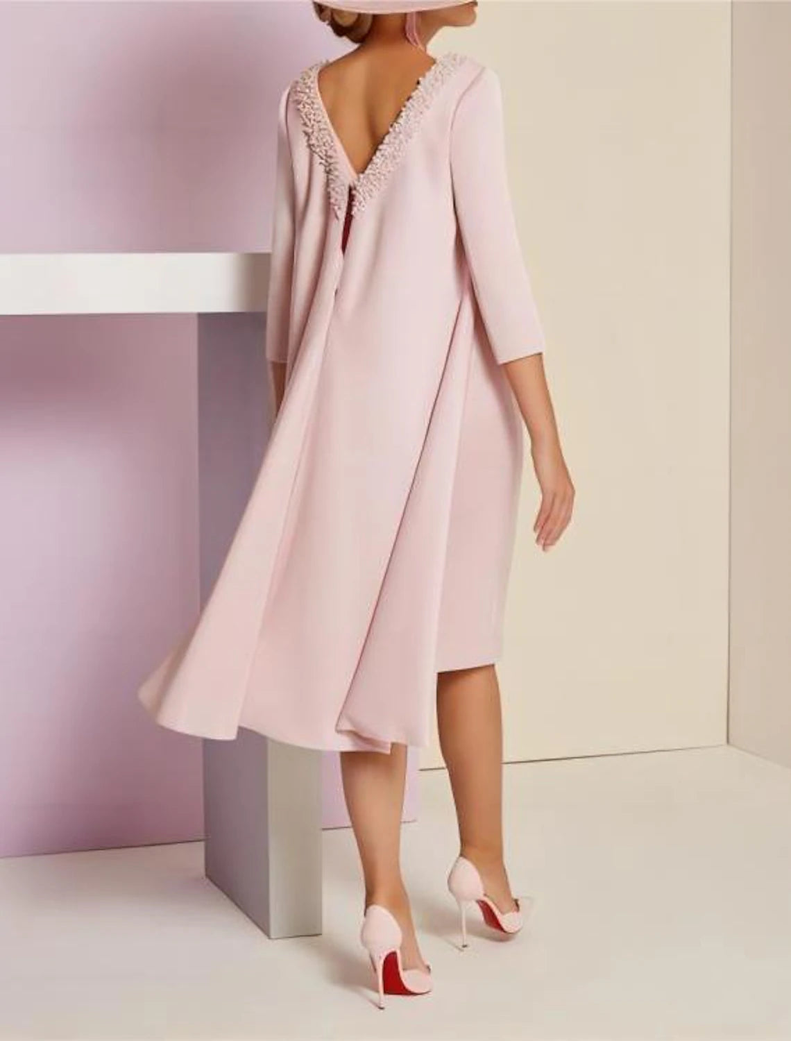 Two Piece Sheath Mother of the Bride Dress Kentucky Elegant Dresses Wedding Guest Jewel Neck Knee Length Sequined Italy Satin 3/4 Length Sleeve with Crystals Beading Derby Dress Race Day Dress 2025