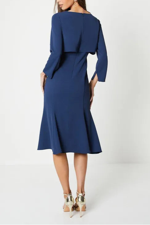 Tulip Bodice Long Sleeve Midi Mother Of The Bride Outfits Dress