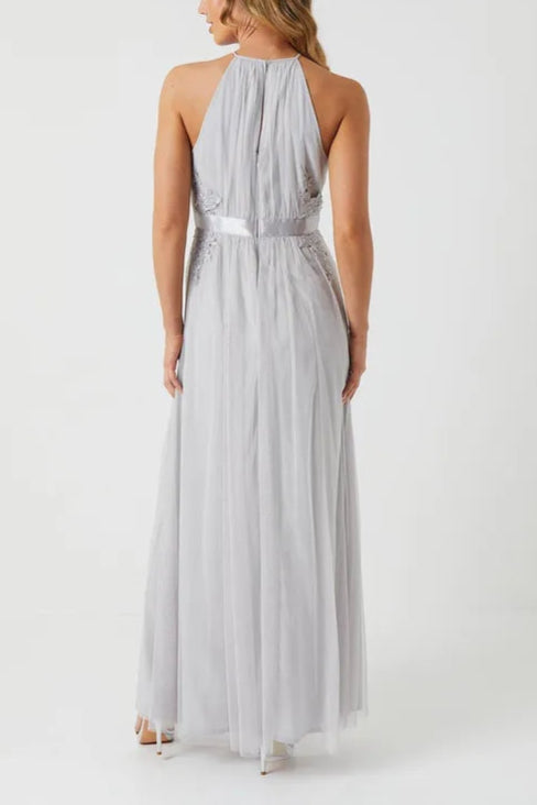 Full of charm Unique design Halterneck Lace Applique Bridesmaid Dress