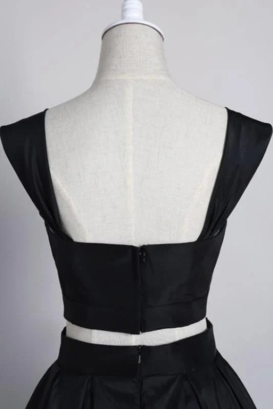 Best Fascinating Short Prom Gowns Two Pieces Off Shoulder Navy Blue Homecoming Dresses