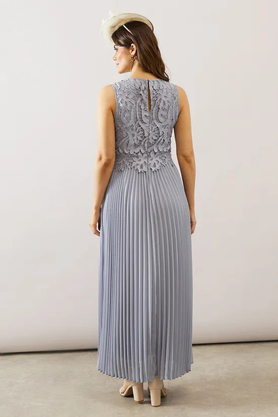 Lace Overlay Pleated Maxi Retract Your Waist Mother Of The Bride Outfits Dress