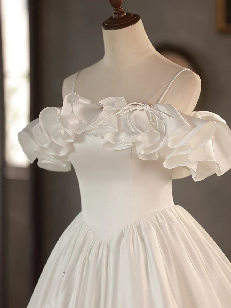 Retro A-Line Tea Length Ivory Prom Dress, Unique design Homecoming Dress