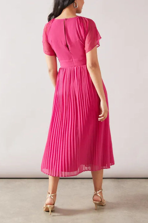 Petite Cape Sleeve Embellished Shoulder Midi Mother Of The Bride Outfits Dress