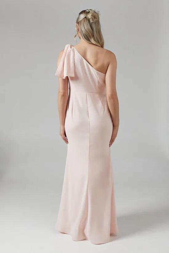 Unique design Maternity Bow Exquisite tailoring One Shoulder Bridesmaid Maxi Dress