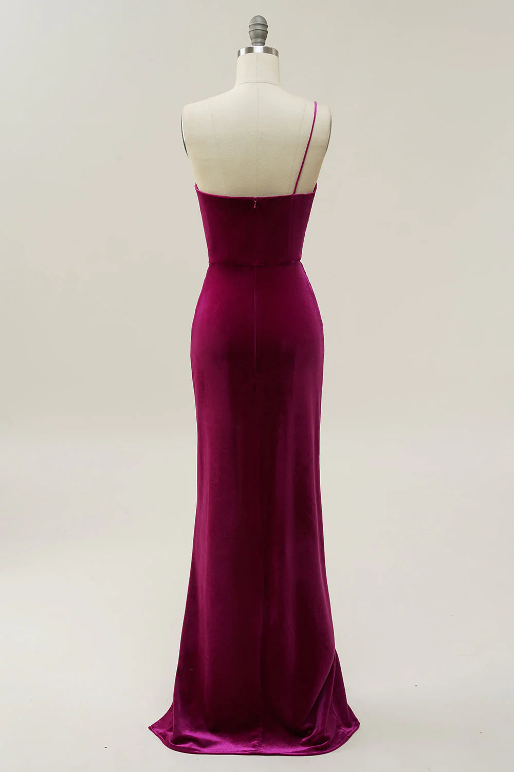 One Shoulder Velvet Retract Your Waist Prom Dress With Slit