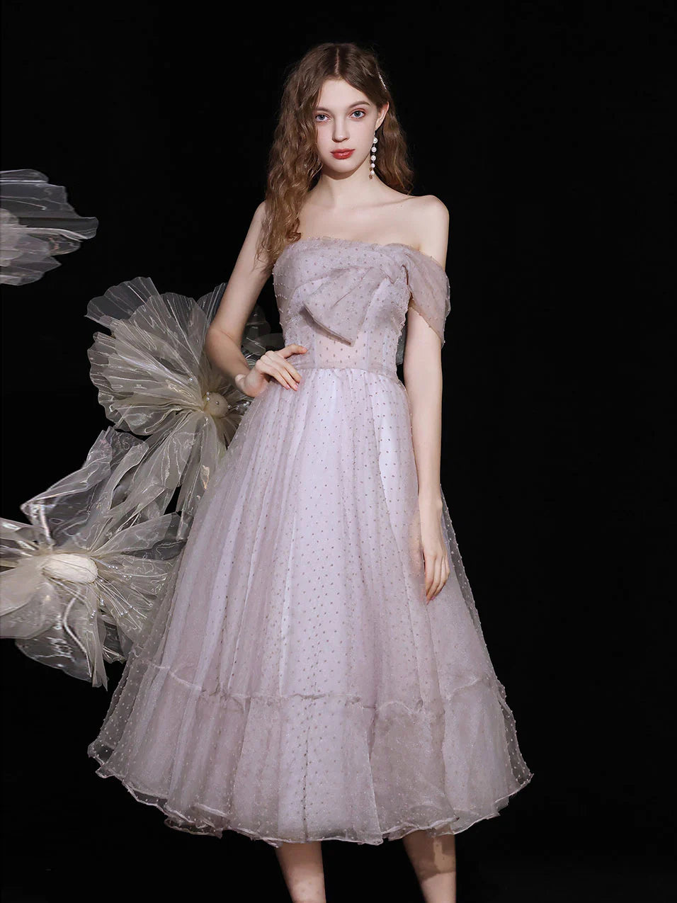 Light Pink Purple Tulle Short Prom Dress ,Retract Your Waist Homecoming Dresses