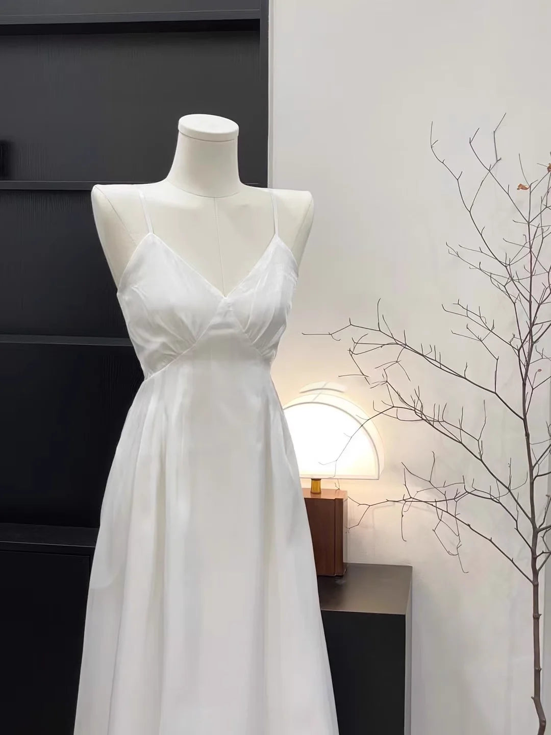 Sexy A Line Straps Silk Chiffon White Simple design Long Women's Prom Dresses