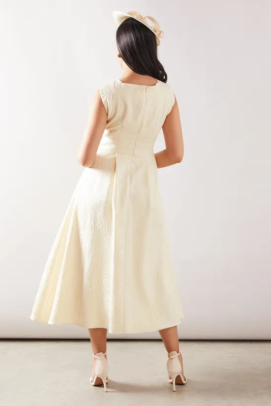 Petite Floral Jacquard Satin Fit & Flare Midaxi Mother Of The Bride Outfits Dress