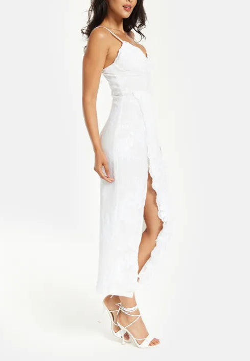 Full of charm Exquisite tailoring Sequin Two Layer Maxi Bridesmaids Dress