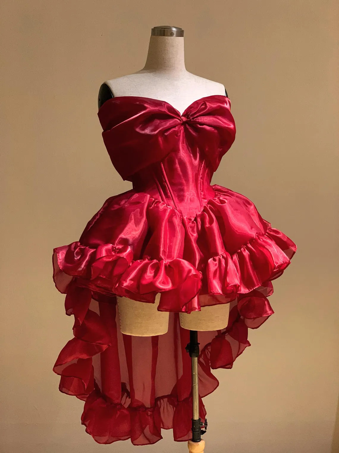 Red Organza Off Shoulder Dress Retract Your Waist Homecoming Dress