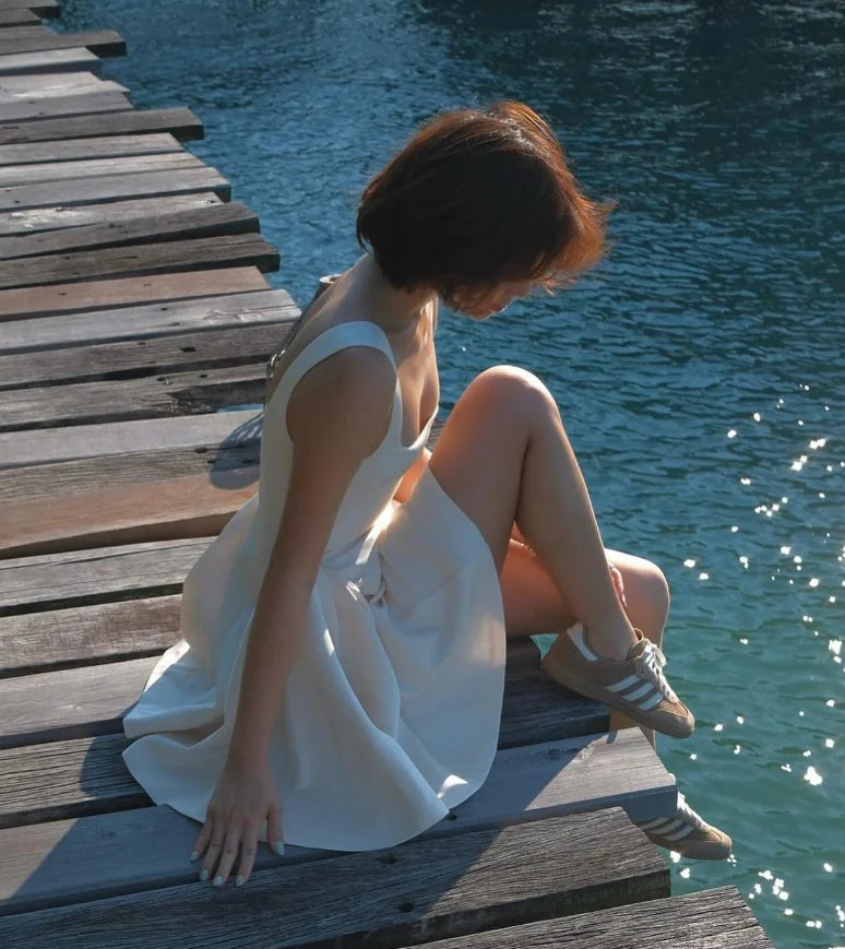 Straps Ivory Satin Short Homecoming Dress Simple A Line Birthday Dress